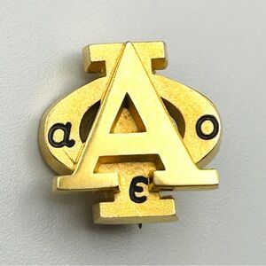 Vintage 90s Gold Plated Alpha Phi Sorority Badge Pin